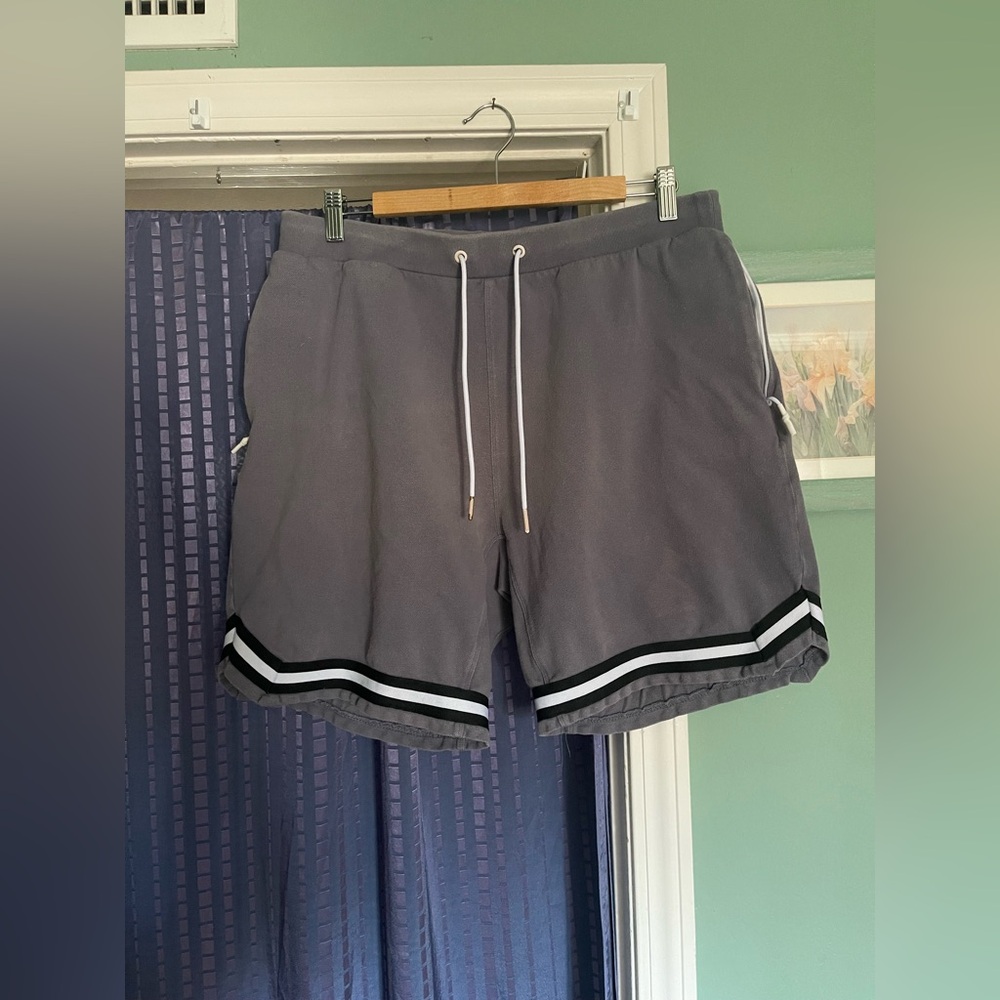 Zanerobe Size 34 Gray Elastic Drawstring Waist 100% Thick Cotton Stretch Shorts